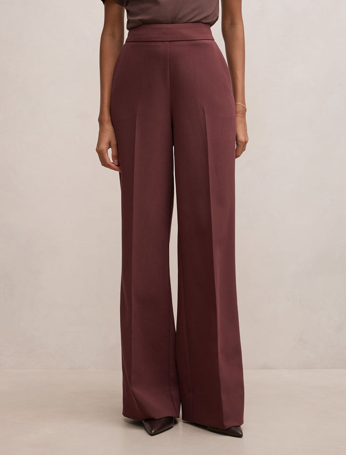 Marissa Petite Wide Leg Pants Plum Wine Forever New