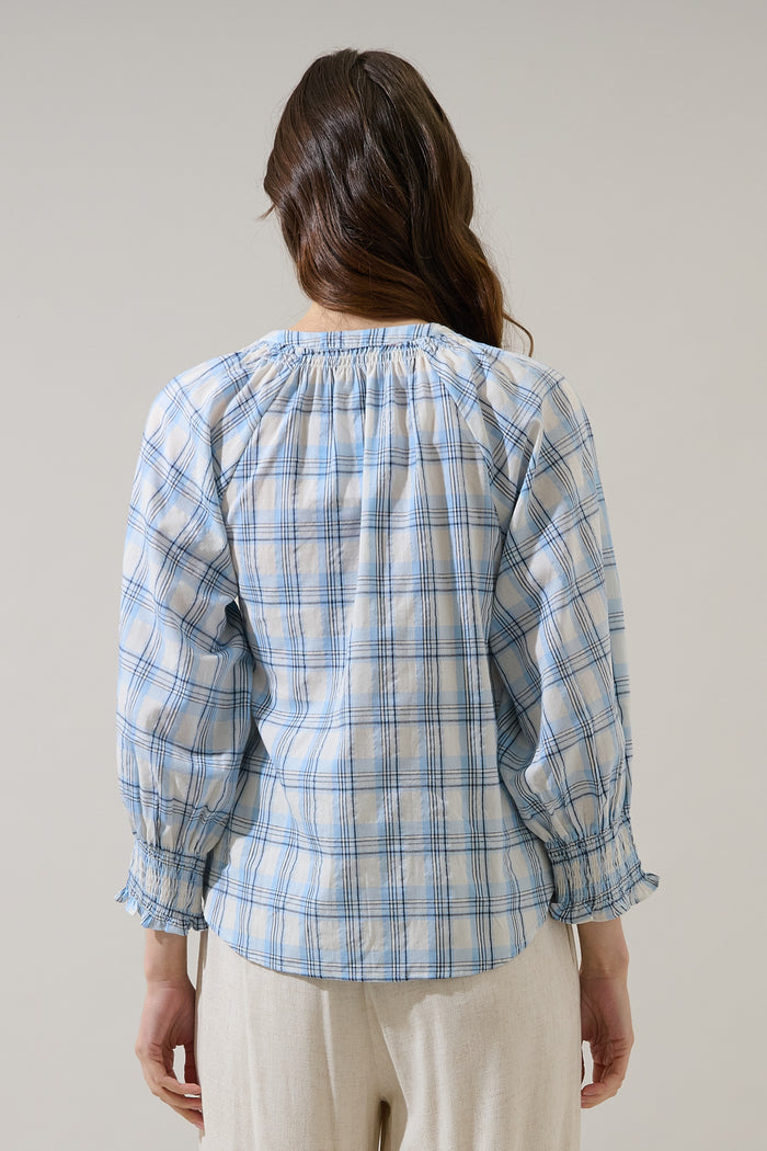 Marza Plaid Samie Long Sleeve Button Down Top