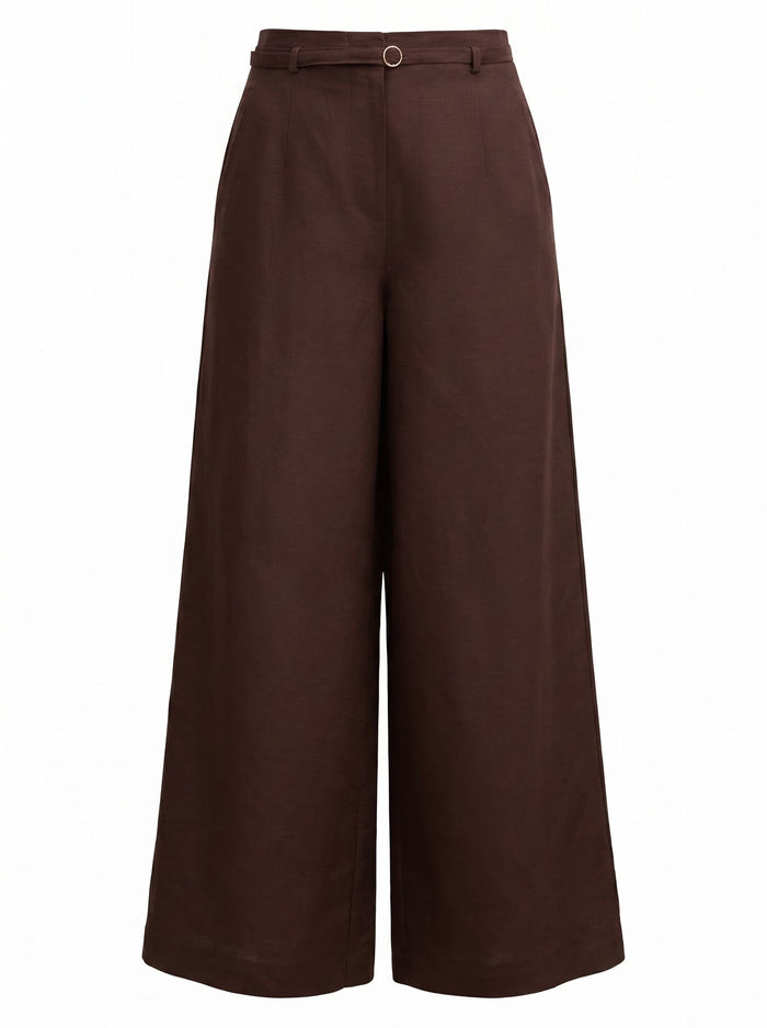 Matilda Petite Linen Blend Wide Leg Pants Forever New
