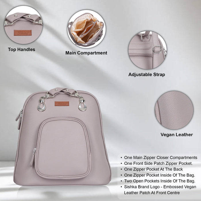 Women’s mauve vegan leather backpack purse for everyday, work and travel-feature image