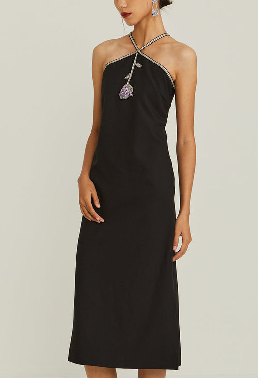 Moonlit Noir Midi Dress