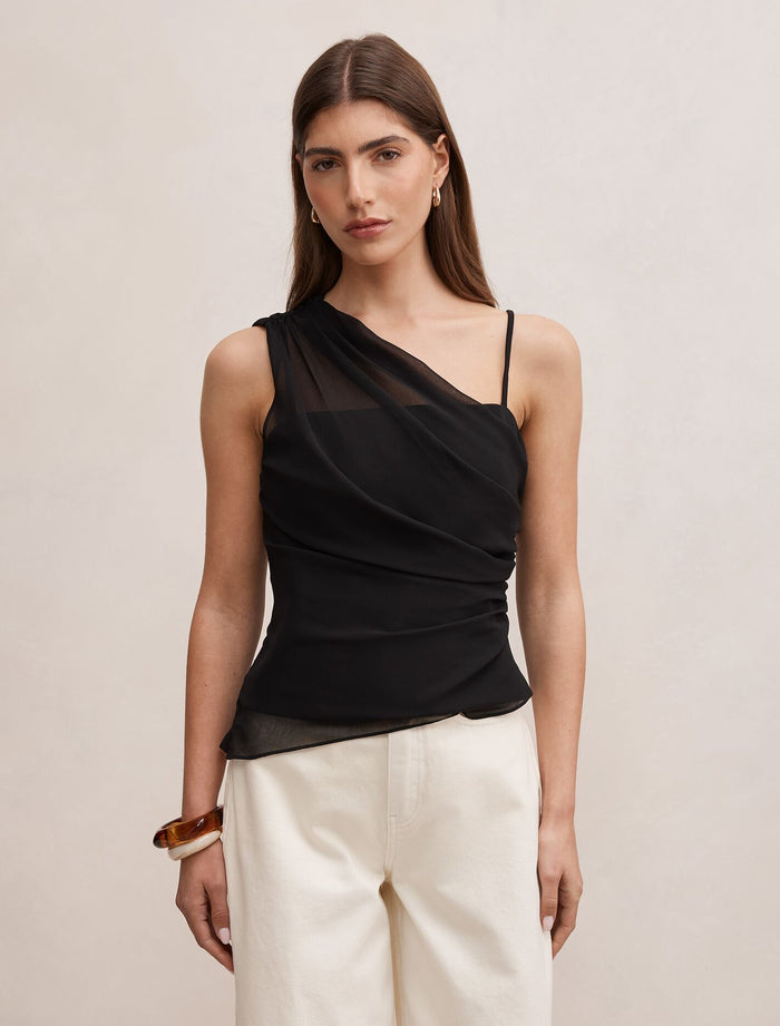 Morgan Draped Shoulder Top Black Forever New