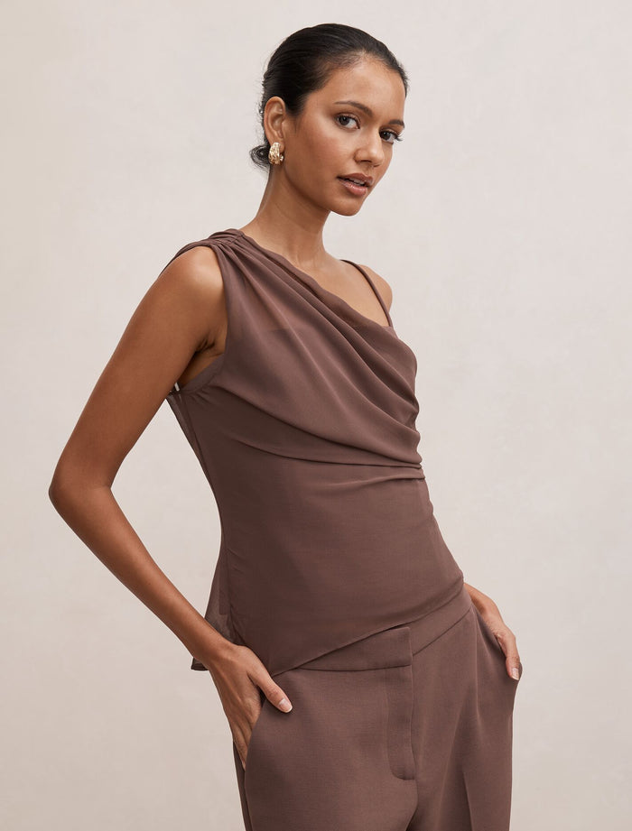 Morgan Petite Draped Shoulder Top Forever New