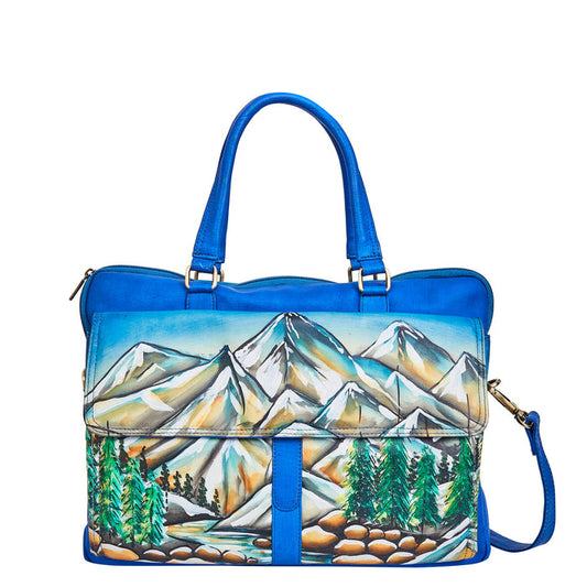 Mountain art top handle business top handle satchel bag for office use