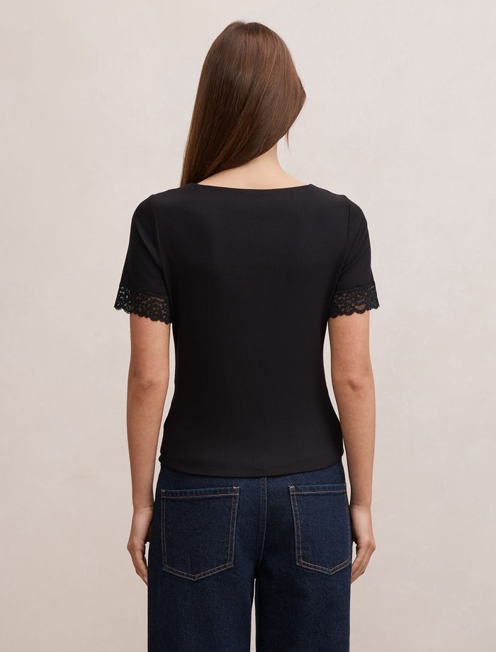 Nina Lace Trim T-Shirt Forever New
