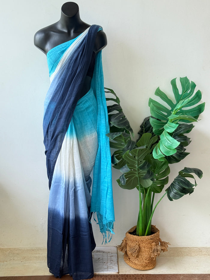 Ombré dyed handloom cotton saree