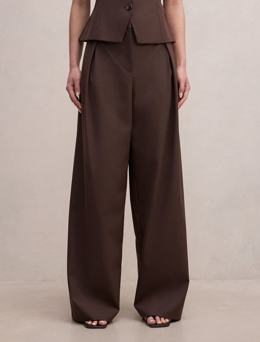 Orla Overlap Pants Chocolate Suit Forever New
