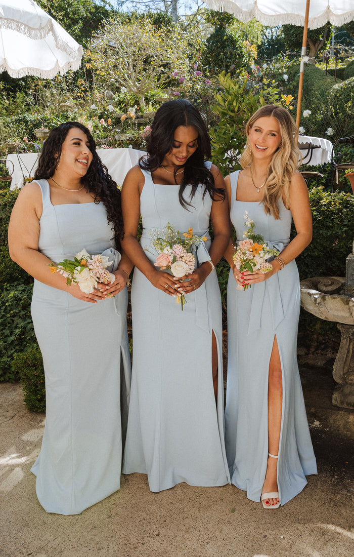 Paris Gown ~ Steel Blue Stretch