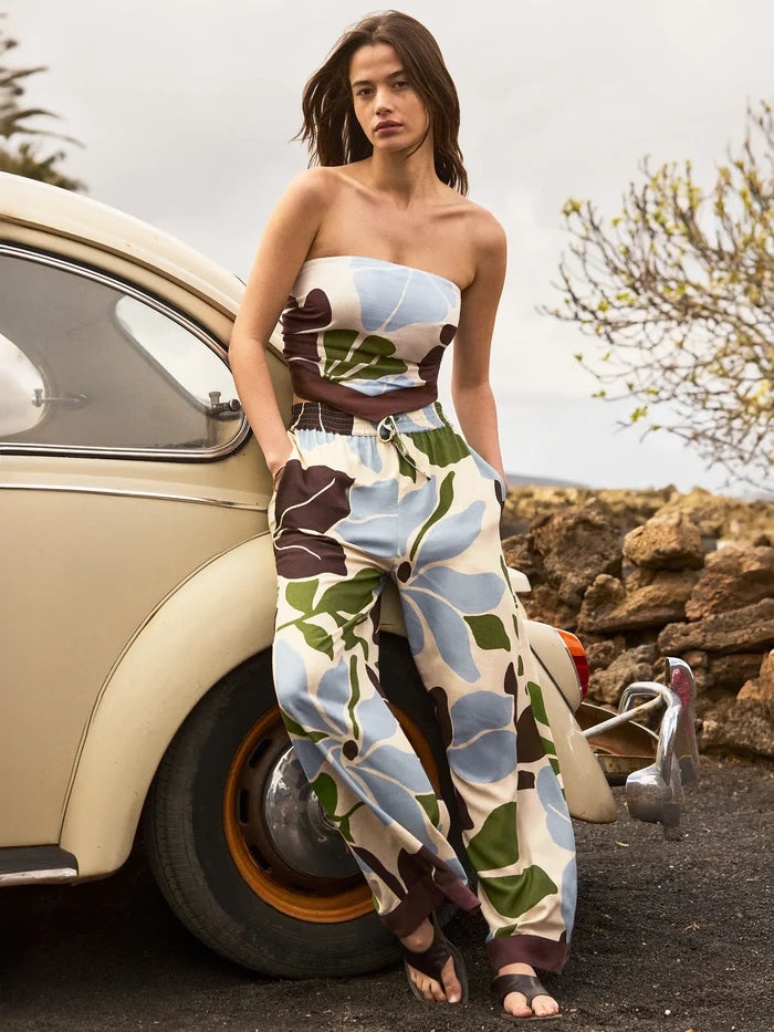 Petite Stencil Floral Print Trousers