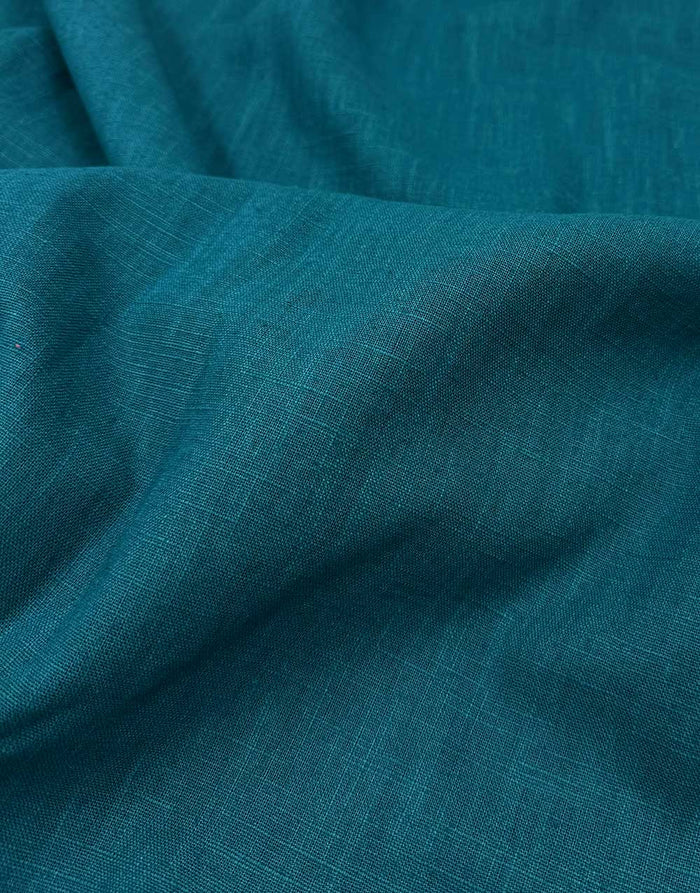 Petrol Washed Linen Cotton Fabric