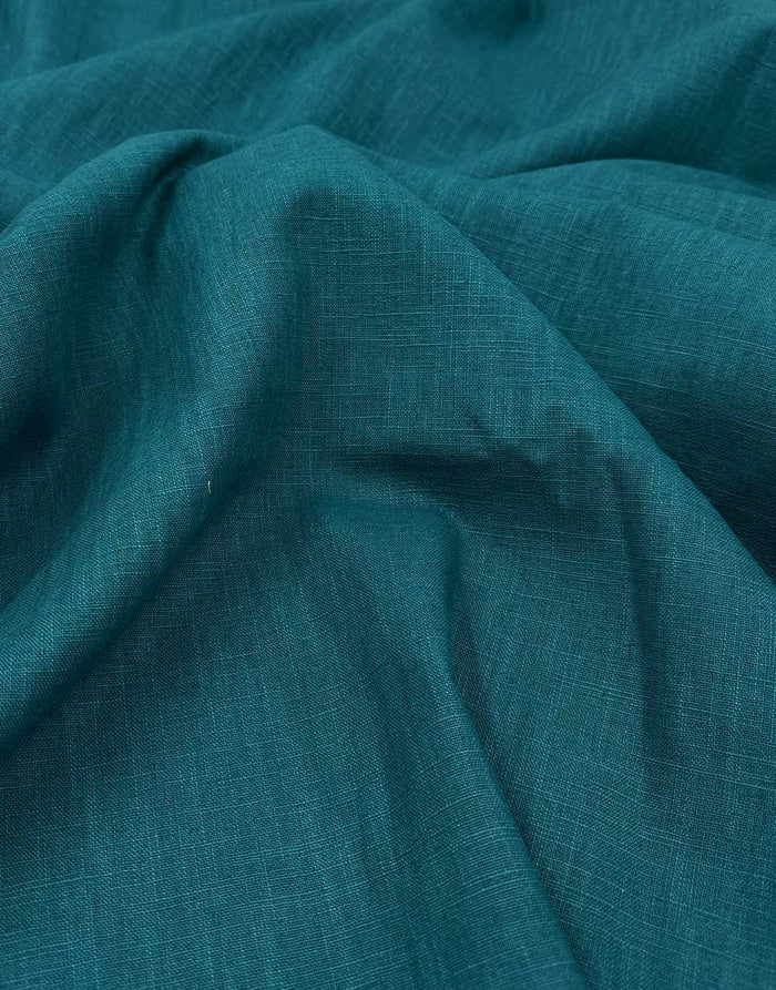 Petrol Washed Linen Cotton Fabric