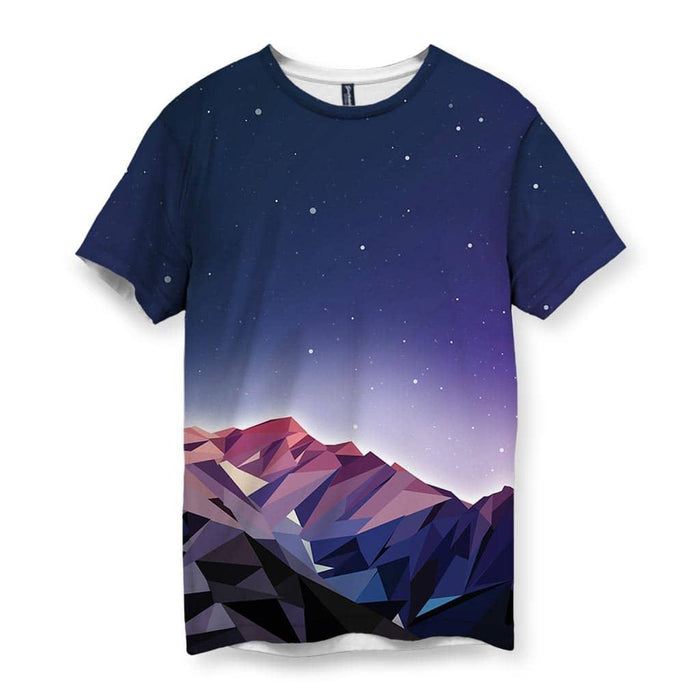 Anchored by a distinct low-poly art style, a jagged mountain range rises from sharp triangular facets in deep Abyssal Obsidian and warm Sunset Mauve. Contact us with accessibility feedback, we'd love to help!