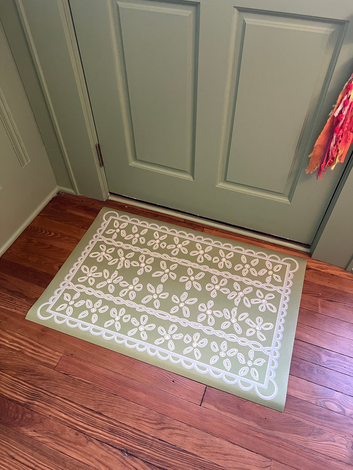 "Prep In Your Step" Floral Vinyl Floor Mat - 24"x36"