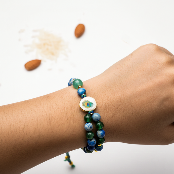 Radha Rani Blessings Rakhi with Crystals