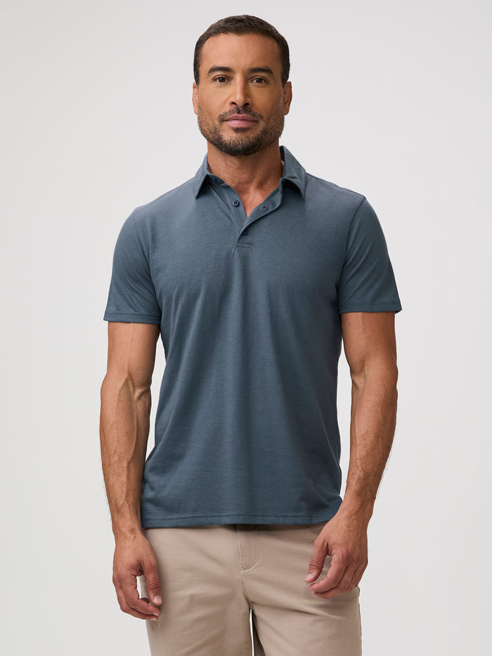 Chad is 6'1" and wears a size M # Rainstorm Torrey Polo Shirts for Men | The polo that gets it right