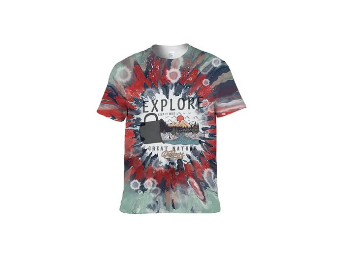 Red Bleached Bloom Cotton Feeling T-shirt for Sublimation Printing