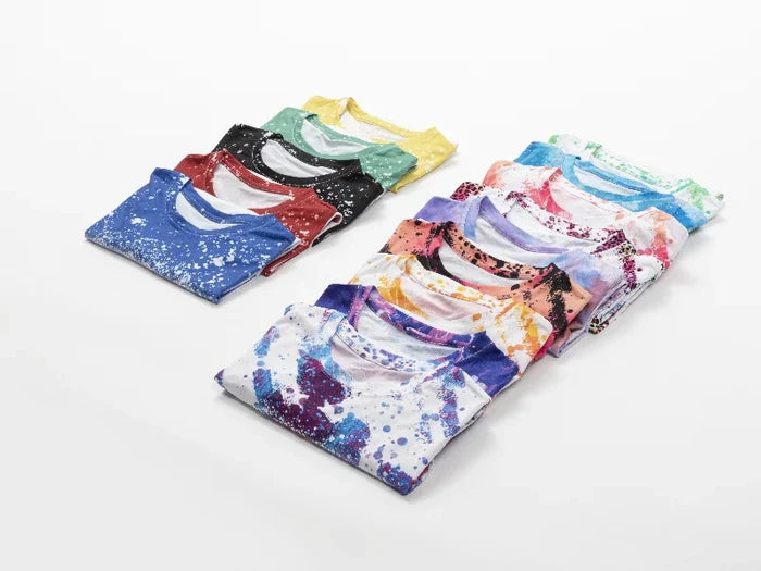 Red Bleached Bloom Cotton Feeling T-shirt for Sublimation Printing