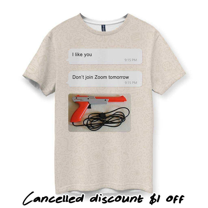 Remote Work T-Shirt - The specific phrasing syntax "Don't join [Platform] tomorrow" paired with the blaze orange (#FF4500) barrel of the nostalgic 8-bit controller, contrasted against industrial grey (#BEBEBE) accents and a tangled midnight black (#101010) cord.