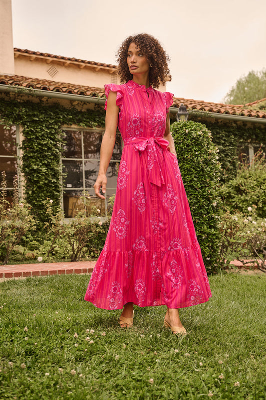 Riah Button Down Maxi Dress Freesia