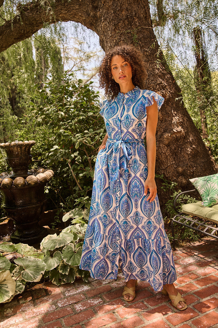 Riah Button Down Maxi Dress Medallion