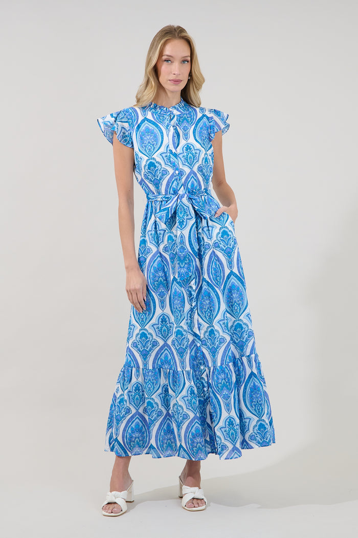 Riah Button Down Maxi Dress Medallion