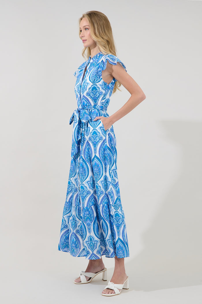Riah Button Down Maxi Dress Medallion