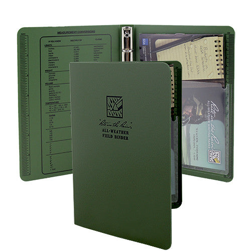 Rite in the Rain All-Weather Green Tactical Field Ring Binder - 5 5/8" x 7" Field Manuals and Stationery
