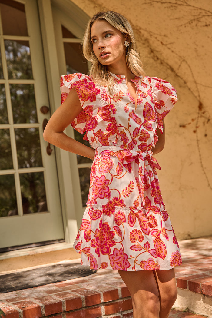 Rosy Ruffle Mini Dress Arely Floral