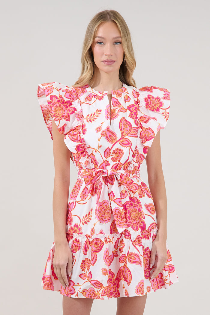 Rosy Ruffle Mini Dress Arely Floral