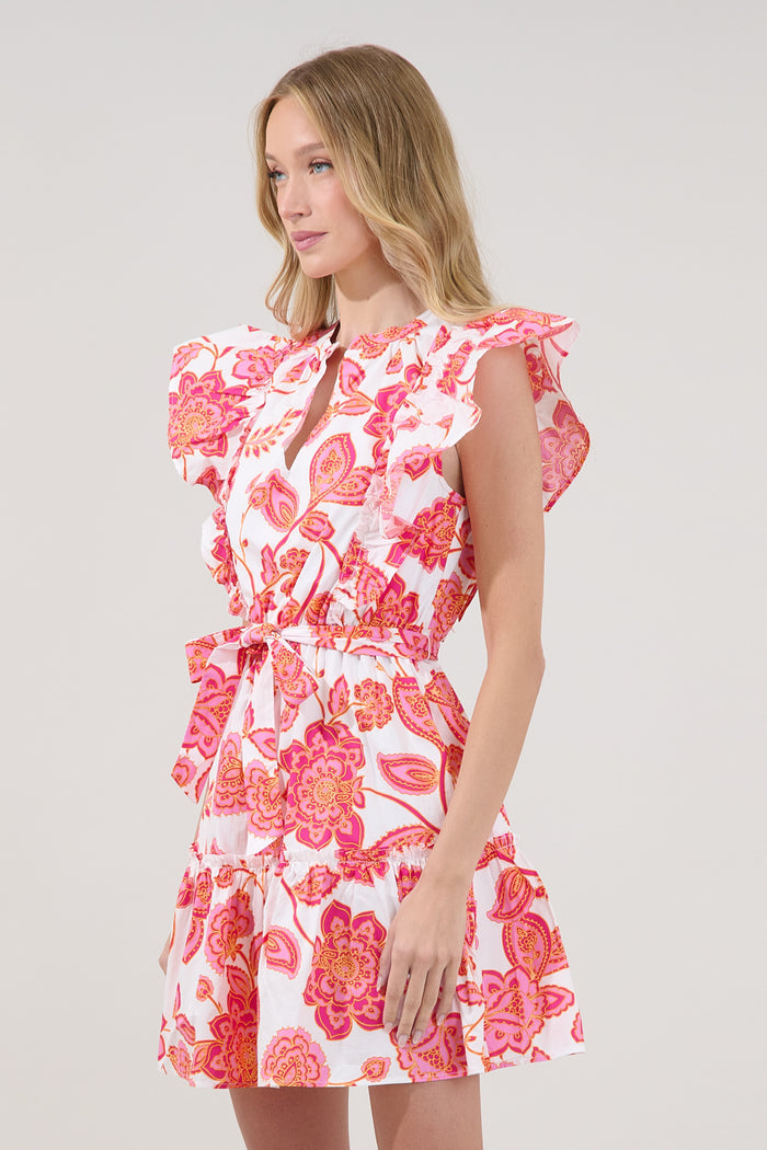 Rosy Ruffle Mini Dress Arely Floral
