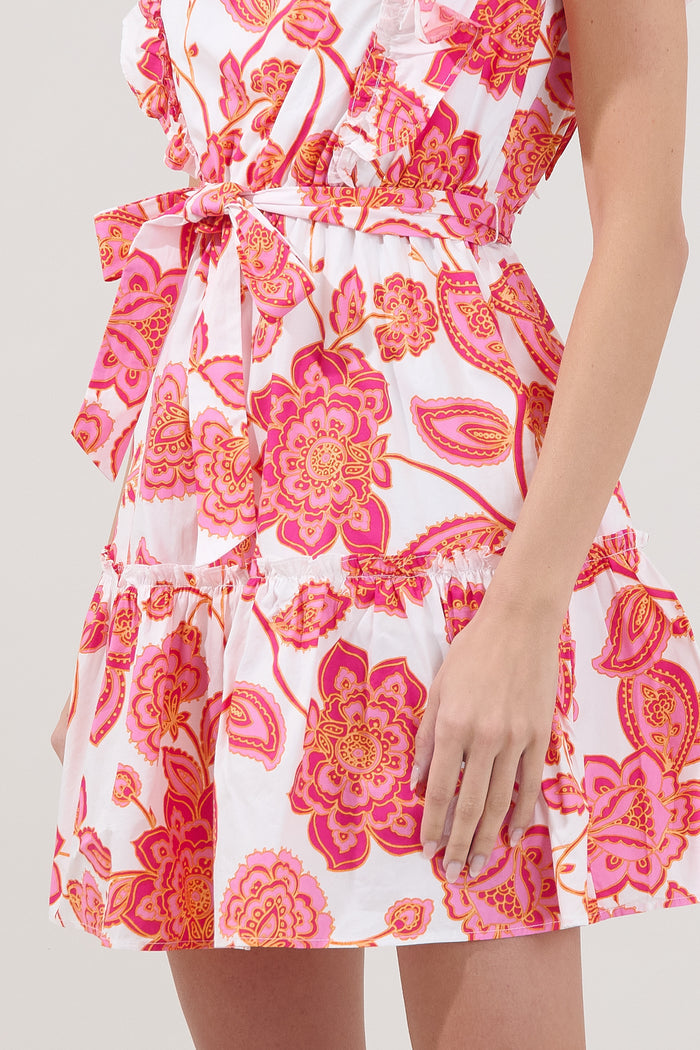 Rosy Ruffle Mini Dress Arely Floral