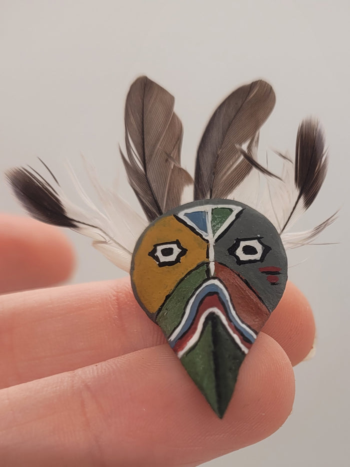 Southwest Mask Painted with Feathers