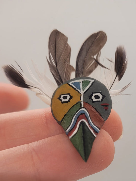 Southwest Mask Painted with Feathers