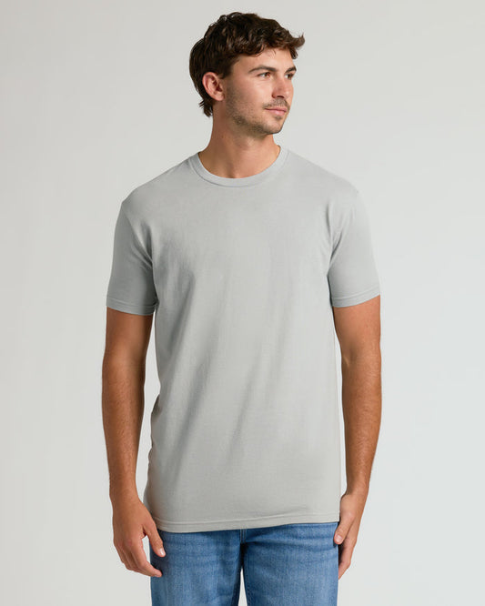 Steel Tall Long Sleeve T-Shirt worn by young man in jeans.