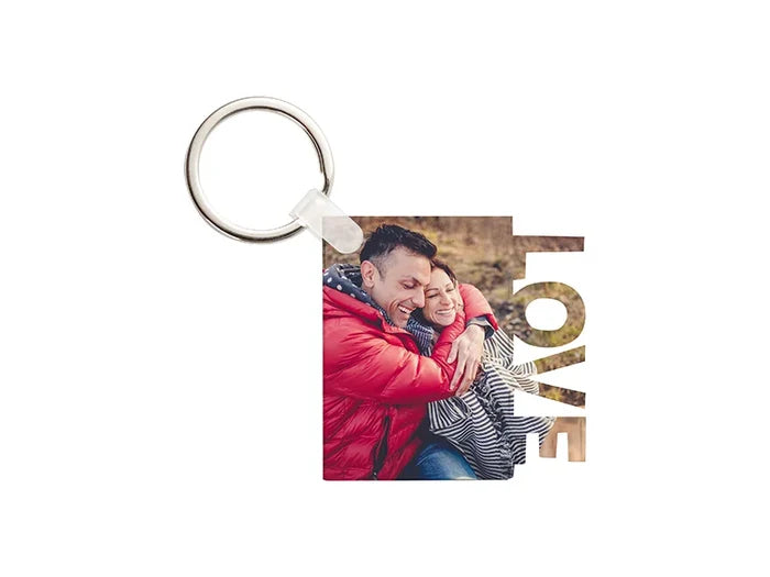 Sublimation Blanks Acrylic Keyring(LOVE, 5*5*0.4cm)