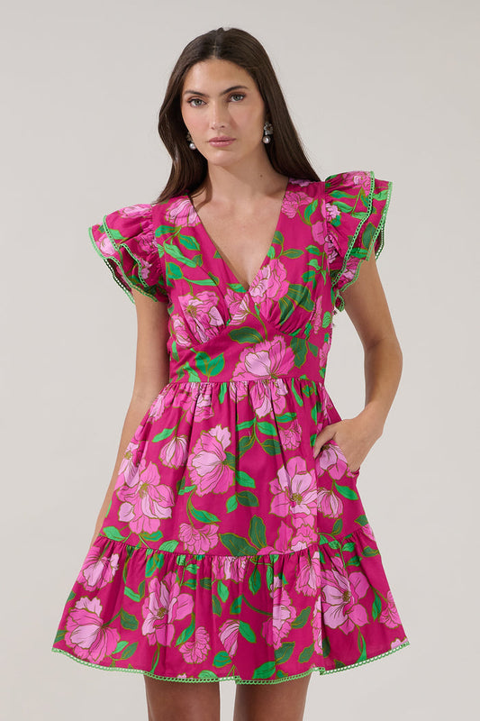 Surie Ruffle Mini Dress Floral