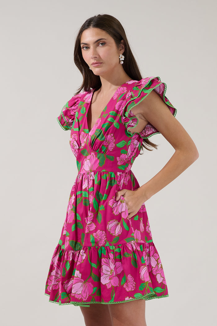 Surie Ruffle Mini Dress Floral