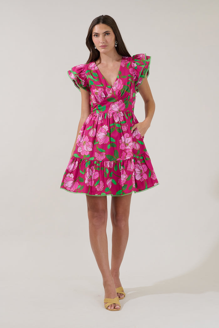 Surie Ruffle Mini Dress Floral