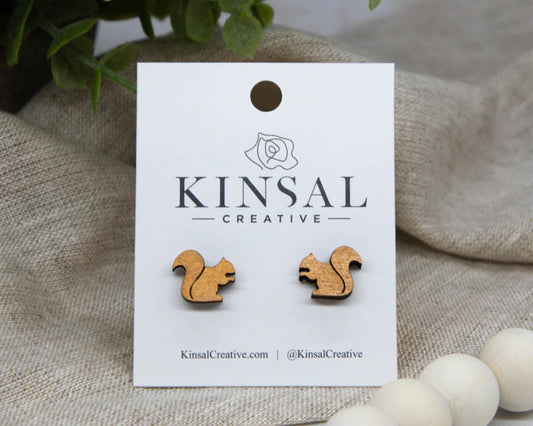 Swag! Squirrel Wood Stud Earrings~