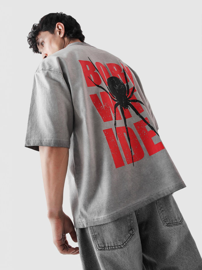 The Creator Tee oil fade wash male model full body front view distressed ribbing Pakistan – GROOVY