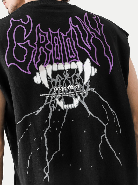 Thunder Bite Sando male model lifestyle seated shot sleeveless Pakistan – GROOVY GRVYEffect