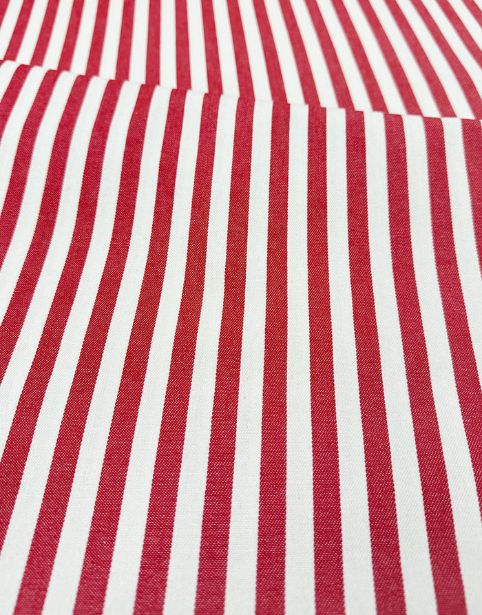 Tomato Red Stripe Cotton Denim Fabric