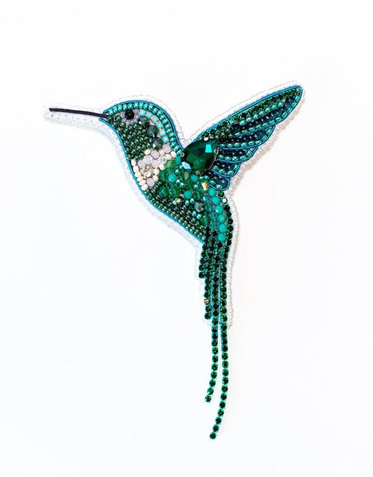 Turquoise Hummingbird Beaded Embroidery Brooch/Hanging Decoration Kit
