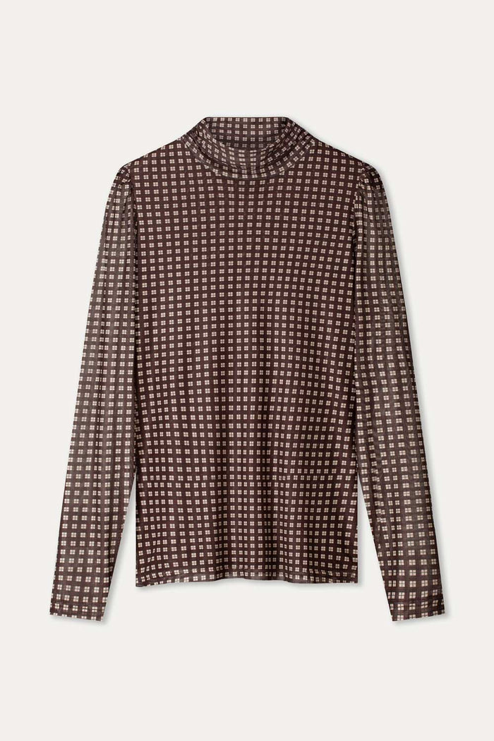 POM Amsterdam Turtlenecks TURTLENECK - Romi Mesh Check Brown