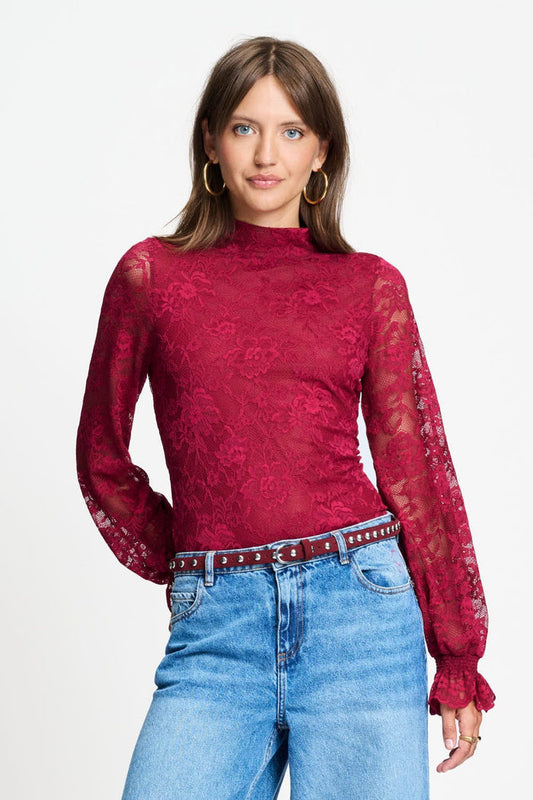 POM Amsterdam Turtlenecks Red / 34 TURTLENECK - Ruby Lace Burgundy Red