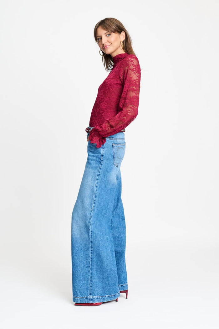 POM Amsterdam Turtlenecks TURTLENECK - Ruby Lace Burgundy Red