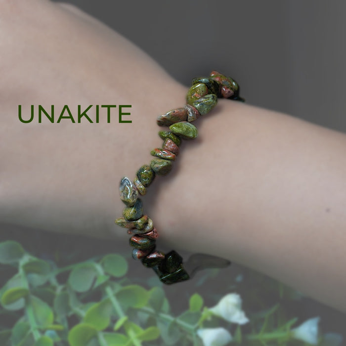 Unakite Chips Bracelet – Emotional Healing, Balance & Inner Renewal