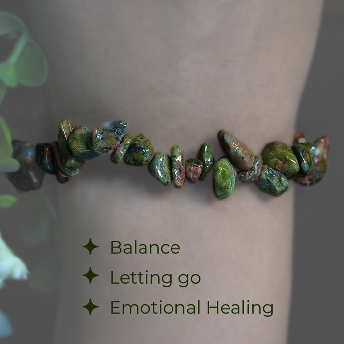 Unakite Chips Bracelet – Emotional Healing, Balance & Inner Renewal