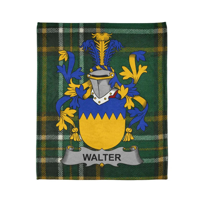 Walter Family Crest Design on Tartan Pattern Blanket