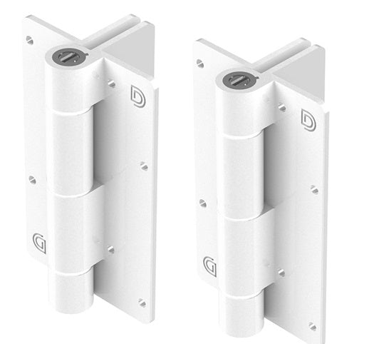 White Kwik Fit and Aluminium hinge pair ADJUSTABLE TENSION - Image 1